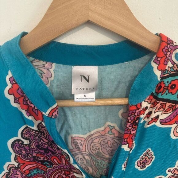 Natori Vneck Midi Blue Floral Size Sm Artistry Abstract Dress - Picture 2 of 5